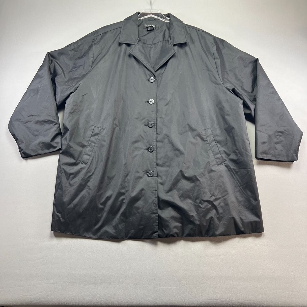 Outeredge Rain Jacket Womens 3X Black Nylon Lightweight Lapel Collar Long Sleeve